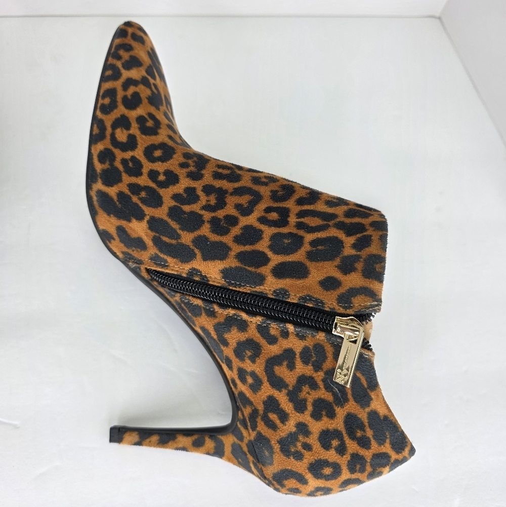 Jessica Simpson 3.5 Stiletto Heels Faux Leopard Print Suede Side Zipper Size 9.5 - Picture 8 of 12